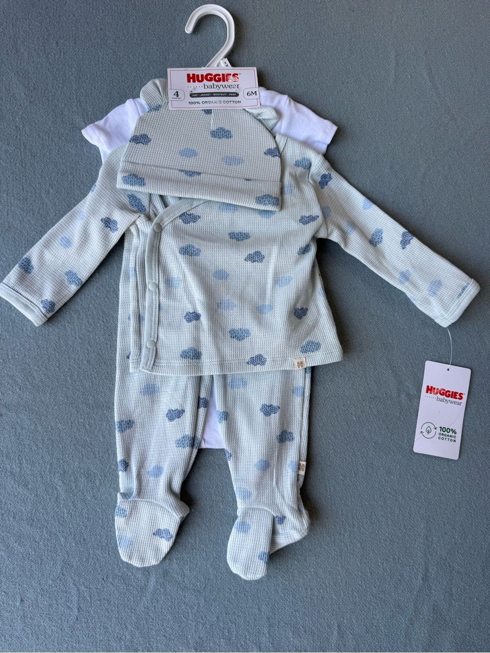 Huggies Babywear Light Blue Cloud Footie Set with Hat